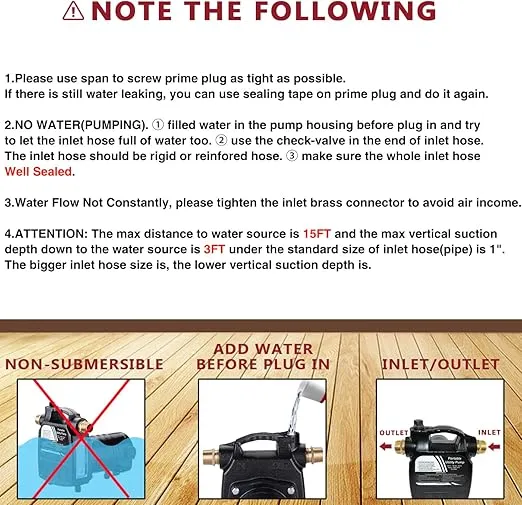 115Volt 1/2HP 1500 GPH Heavy Duty High Pressure Cast Iron Casing Water Transfer Utility Pump With Brass Connectors and Suction Strainer