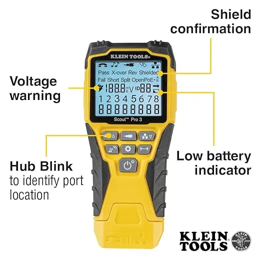 KLEIN TOOLS VDV501-851 Cable Tester Kit with Scout Pro 3 for Ethernet / Data, Coax / Video and Phone Cables, 5 Locator Remotes