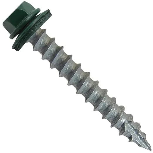 #14 Metal Roofing Screws: (750) Screws x 1-1/2" Ivy Green/Forest Green Hex Head Sheet Metal Roof Screw. Self Starting/Tapping EPDM Washer. Colored Head for Corrugated Roofing