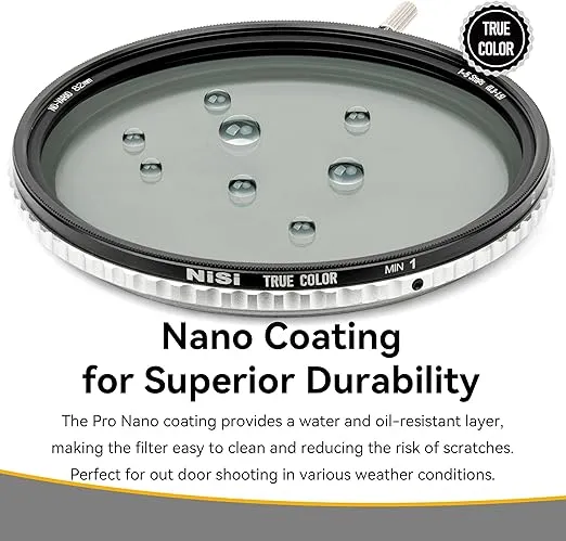 NiSi - 62mm Swift True Color ND-Vario, 1-5 Stops (ND2-ND32) Variable ND Filter, Waterproof Nano Coating Optical Glass, with Lens Filter Case and Lens Cap - Compatible with NiSi Swift System Filters