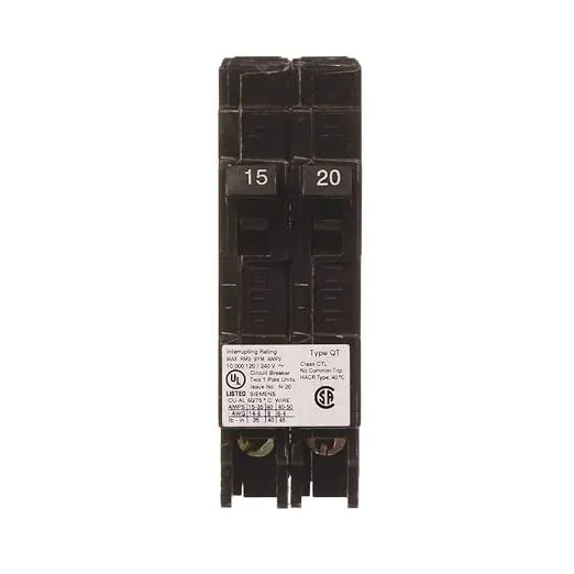 Siemens Q1520 15/20 Amp Tandem Single-Pole Type QT Circuit Breaker