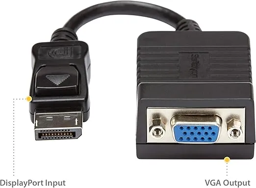 StarTech.com DisplayPort to VGA Adapter - Active DP to VGA Converter - 1080p Video - Durable - DP/DP++ Source to VGA Monitor Cable Adapter Dongle - DP 1.2 to VGA - Latching DP Connector (DP2VGA)