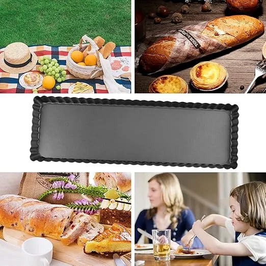 Rectangular Tart Pan 14 Inch Nonstick Quiche Pie Pan with Removable Bottom Tart Pan for Pies, Quiche Bakeware, Cheese Cakes, Desserts