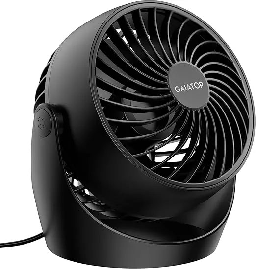 Gaiatop Air Circulator Fan, Portable Desk Fan Table Fan Dorm Fan, 5-Inch Small Fan 3 Speed with 360° Adjustable Tilt Energy-Saving Quiet Fan for Home, Office, Bedside, Bedroom, Bathroom