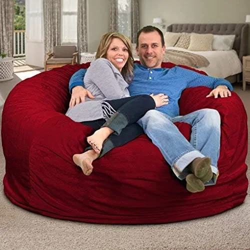 ULTIMATE SACK 6000 (6 ft.) Bean Bag Chair Cover in Multiple Colors: Cover ONLY. (6000, Burgundy Suede)