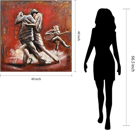 Empire Art Direct Romantic Dance Metal Wall Art,Hand Painted Primo Mixed Media Iron Wall Sculpture,3D Wall Decor,Ready to Hang,Living Room, Bedroom ＆ Office 40 in. x 2.4 in. x 40 in.