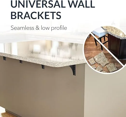 Iron Supports Universal Heavy-Duty Commercial Bracket - Industrial Support Brackets - Steel Mounting Bracket for Shelves, Vanities, Buffets, Desks (Matte Black - 12" Deep x 8" High, Left Hand)