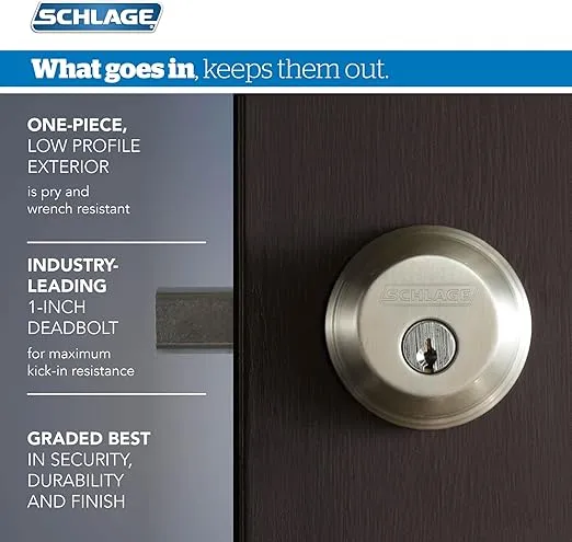 Schlage FB50 V Acc 505 605 Single Cylinder Deadbolt and Keyed Entry Accent Lever, Bright Brass