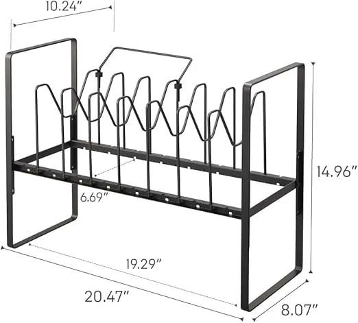 Yamazaki Home Tower Height Adjustable Under Sink Pot Lids And Frying Pan Storage Kitchen Drawer Organizer Rack - Steel