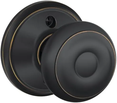 Schlage F170 GEO 716 Georgian Door Knob, One Sided Non-Turning Dummy Door Handle, Aged Bronze