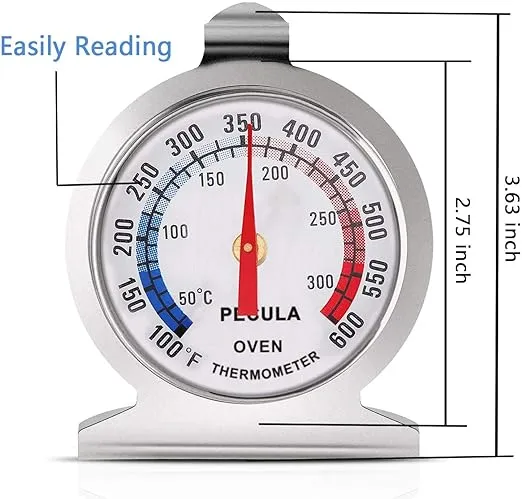 Oven Thermometer 50-300°C/100-600°F, Oven Grill Fry Chef Smoker Analog Thermometer Instant Read Stainless Steel Kitchen Cooking Thermometer