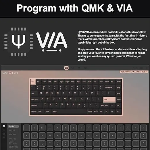 Keychron K3 Max QMK/VIA Custom Ultra-Slim Wireless Mechanical Keyboard, 2.4 GHz/Bluetooth/Wired 3-Mode 75% Layout Programmable RGB Backlit Red Switch, Aluminum Frame Gaming Keyboard for Mac Windows