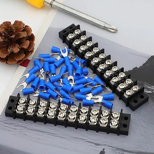 Terminal Block,2 Pack 10 Circuits 20-30A 200v-450v Dual Row Screw Terminals Strip +40 PCS Heat Shrink Wire Connectors