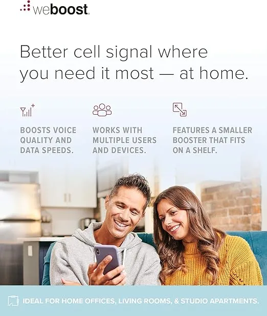 weBoost Home Studio - Cell Phone Signal Booster | Boosts 4G LTE & 5G for all U.S. & Canadian Networks - Verizon, AT&T, T-Mobile & more | Made in the U.S. | FCC Approved (model 470166)