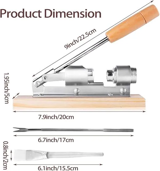 EGETOTA Nutcracker Heavy Duty Pecan Walnut Cracker Plier Opener Tool for Easy Cracking Nuts Hazelnuts Almonds Chestnut Desktop Wood Base with Handle & 2 Picks & 1 Cleaning Brush