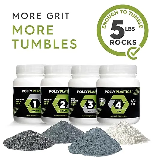Polly Plastics Rock Tumbler Grit and Polish Refill & Ceramic Tumbling Filler Media - Silicone Carbide Polisher Grit - Rock Polish Supplies & Accessories