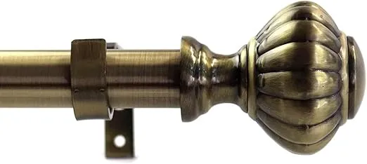 Urbanest 1-inch Diameter Doorknob Adjustable Single Drapery Curtain Rod, 28-inch to 48-inch, Antique Brass
