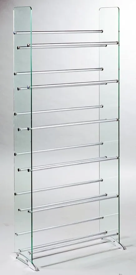 TransDeco Glass Multimedia CD/DVD Rack, Clear/Silver