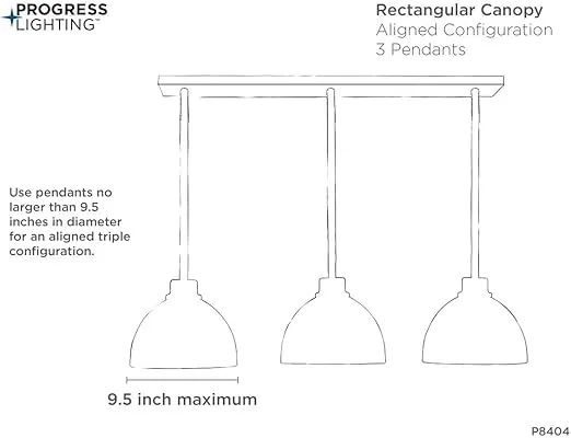Progress Lighting P8404-143 Three-Light Linear Pendant Accessory Canopy, Black,Graphite