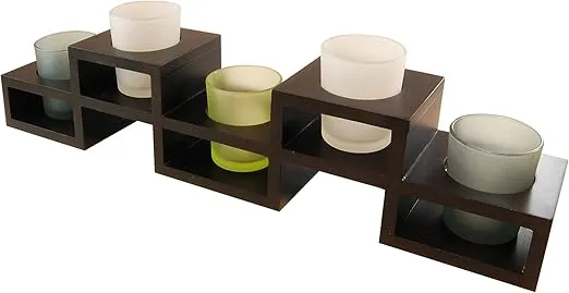 LumaBase Wooden Candleholder with 5 Glass Holders