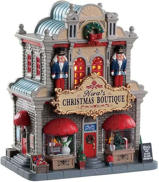 LEMAX 85344 Caddington Collection Nora’s Christmas Boutique Lighted Building, 8.39-inches x 7.17-inches x 4.80-inches