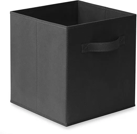 Casafield Set of 6 Collapsible Fabric Cube Storage Bins, Black - 11" Foldable Cloth Baskets for Shelves, Cubby Organizers & More