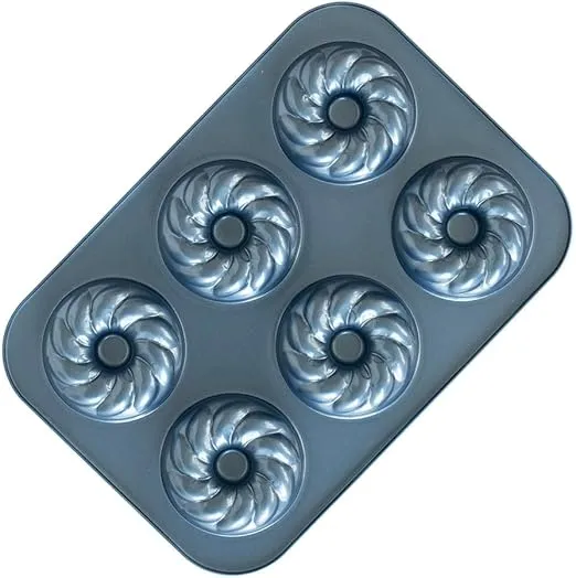 Nordic Ware Formed French Twist Donut Pan, 6 Cavities, Twilight Blue