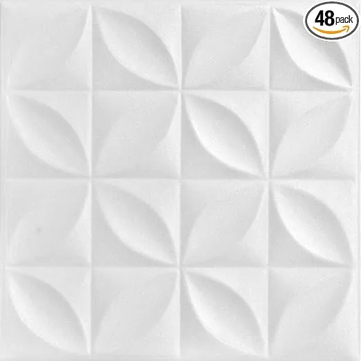 A La Maison Ceilings R103 Perceptions Foam Glue-up Ceiling Tile (128 sq. ft./Covers), Pack of 48, Ultra Pure White - Satin (Behr)