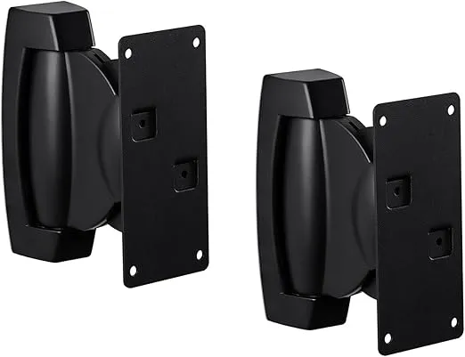 Mount-It! Heavy-Duty Speaker Wall Mount, Universal Adjustable Design for Bookshelf, Large or Small Speakers, 1 Pair, 22 Lbs Capacity, Black