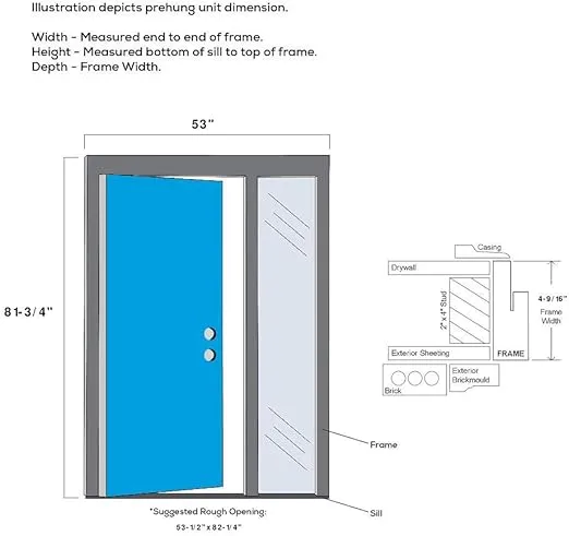 National Door Company, Exterior with One Sidelite Door, Steel, 50" x 80", 1-Lite Strike Side, Spotlight Collection, Left-Hand Inswing