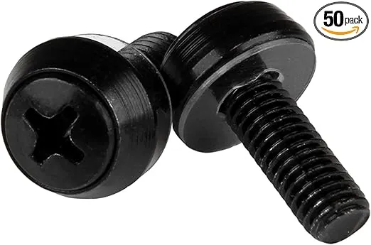 StarTech.com M6 x 12mm - Screws - 50 Pack, Black - M6 Mounting Screws for Server Rack & Cabinet , TAA (CABSCREWSM6B)