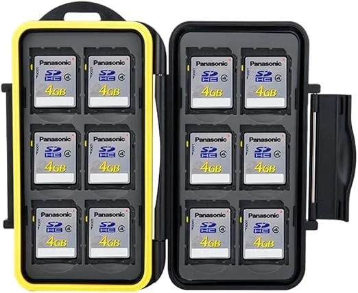 JJC MC-SD12 Water Resistant Holder Storage Memory Card Case fits 12 SD Cards