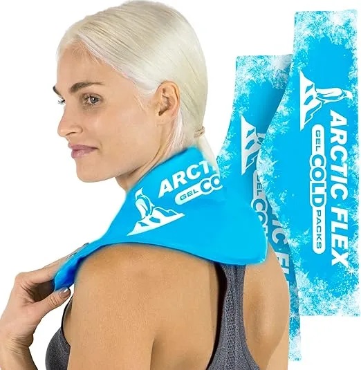 Arctic Flex Neck Ice Pack - Cold Compress Shoulder Therapy Wrap - Cool Reusable Medical Freezer Gel Pad for Swelling, Injuries, Headache, Cooler (Large (1 Pack))