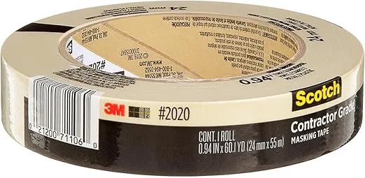 3M Highland Economy Masking Tape (MMM260024ARL), 1 Inches Width x 60 Yards Length
