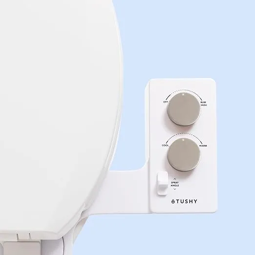 TUSHY Spa Warm Water Bidet Attachment for Toilet. Gift for Men & Women | Universal Fit, Easy Install (Requires Sink Access for Optional Temperature Control) Adjustable Pressure, Platinum Knob