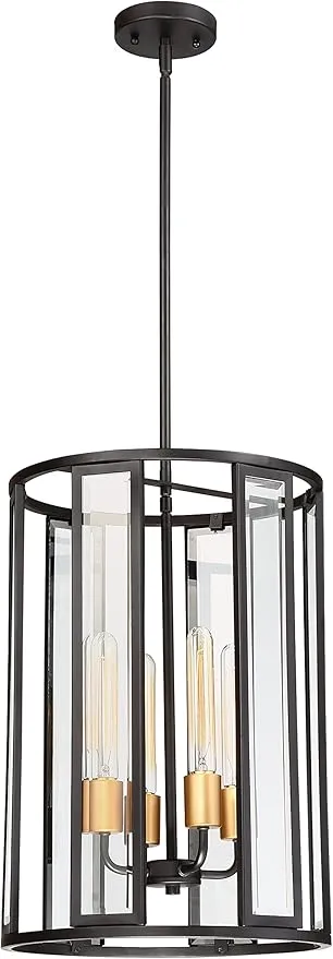 Nuvo 60/6415 Four Light Pendant, 4Lt Foyer, Black