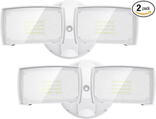 LEPOWER 2 Pack 28W LED Flood Light Outdoor, 3000LM LED Security Light with 2 Adjustable Heads, Switch Controlled Exterior Outdoor Security Light, 5500K, IP65 Waterproof for Garage, Yard, Patio