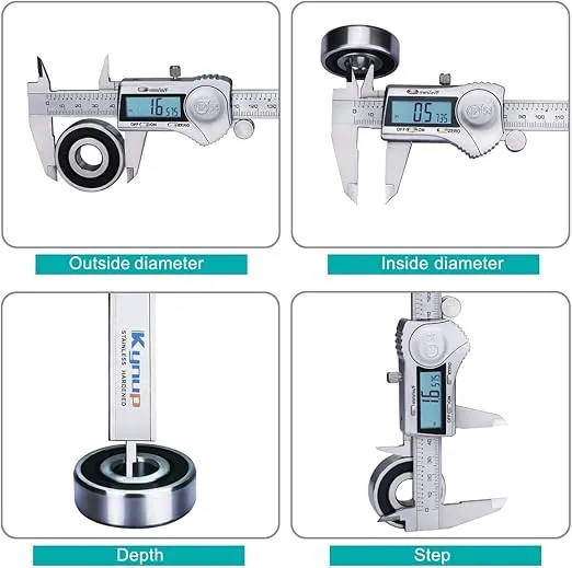 Kynup Digital Caliper, Calipers 6 Inch Measuring Tool with Stainless Steel, IP54 Splash Proof Protection Design, Easy Switch from Inch Metric Fraction, Large LCD Screen (150mm)