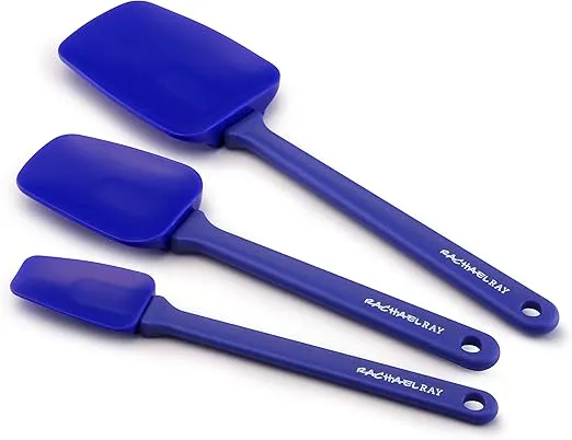 Rachael Ray Tools and Gadgets Solid Spoonulas / Scraping Cooking Utensil Set - 9-1/2-Inch, 10-Inch, and 12-1/2, Blue