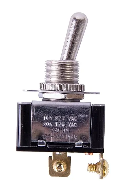 Gardner Bender GSW-11 Heavy-Duty Electrical Toggle Switch, SPST, ON-OFF, ¾ HP 125-250V AC, Screw Terminal