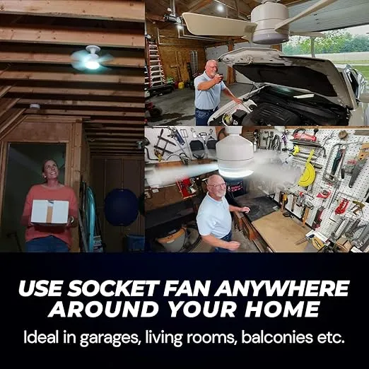Socket Fan Light Original – Warm Light Ceiling Fans with Lights and Remote | with Light Replacement for Light Bulb/Ceiling Fan for Bedroom, Kitchen, Living Room, 1000 Lumens AS SEEN ON TV