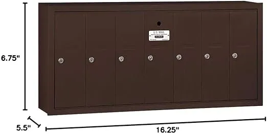 Salsbury Industries 3507ZSU Surface Mounted Vertical Mailbox with USPS Access and 7 Doors, Bronze