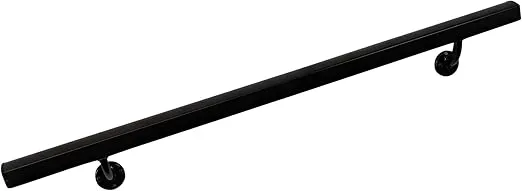 AHR 14' Handrail Section with Mounts - Black - Stair Handrail - USA Made Railing- Easy to Install Handrails for Outdoor & Indoor Stairs, Porch & Deck Stair Handrail