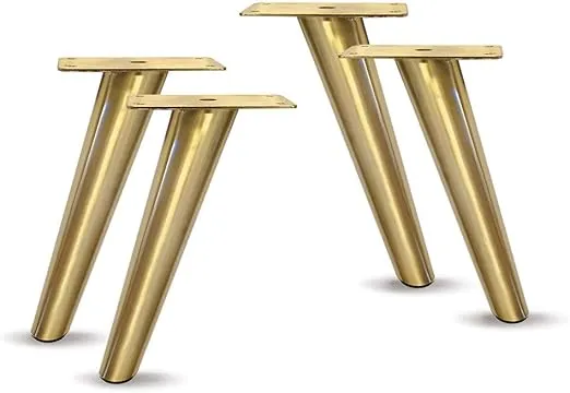 Slant Furniture Metal Legs - Set of 4 New, Plated (Brushed Brass 6-3/4"H)