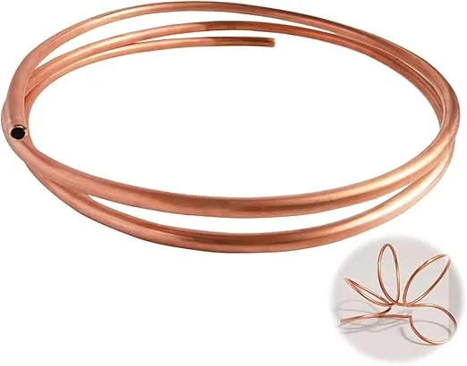 Quickun Copper Tube 1/4" ID × 5/16" OD (6-8mm) Seamless Round Pipe Tubing (3.28FT)