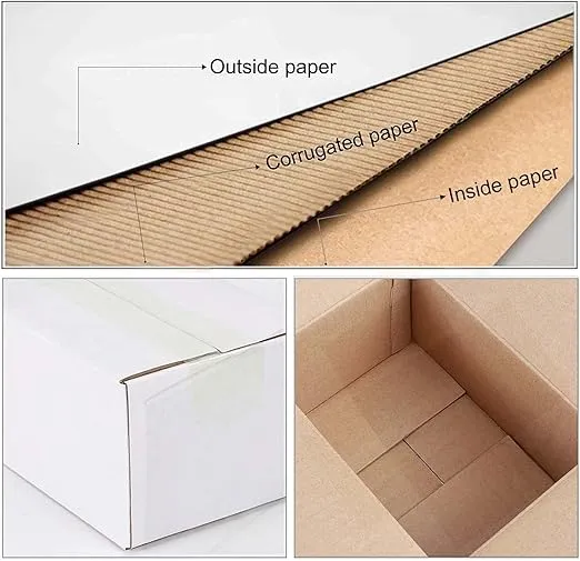 Calenzana 10x7x5 Inches Shipping Boxes Set of 25, White Corrugated Cardboard Box for Mailing Small Business Packing Gifts