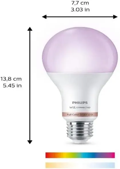 Philips Color and Tunable White A21 LED High Lumen 100W Equivalent Dimmable Smart Wi-Fi Wiz Connected Light Bulb, Compatible with Alexa, Google Assistant, and Siri Shortcuts (2-Pack) (9290024493)