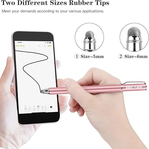 METRO Universal Stylus Pens for Touch Screens - High Sensitivity Capacitive Stylus Fiber Tips 2 in 1 Touch Screen Pen with 8 Extra Replaceable Tips for iPad iPhone and All Other Tablets & Cell Phones