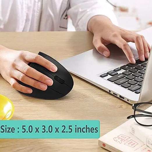 Lekvey Ergonomic Mouse, Vertical Wireless Mouse - Rechargeable 2.4GHz Optical Vertical Mice : 3 Adjustable DPI 800/1200/1600 Levels 6 Buttons, for Laptop, PC, Computer, Desktop, Notebook etc, Black