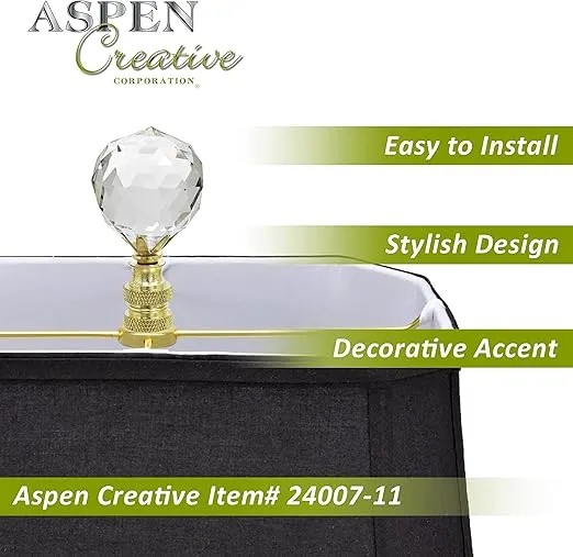 Aspen Creative 24007-11 Clear Faceted Crystal Lamp Finial, 1 Pack